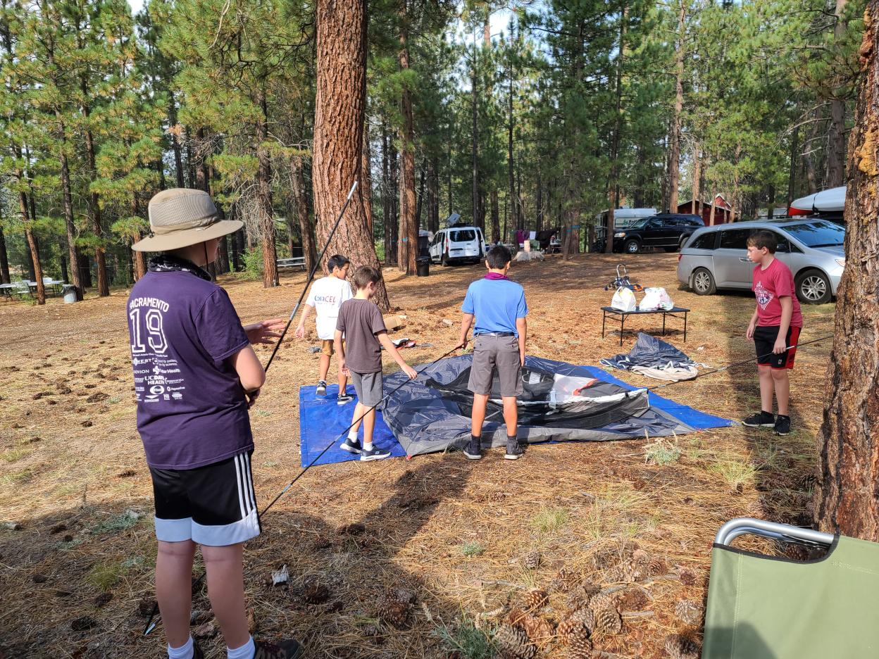 Boy Scouts and their families enjoy camping